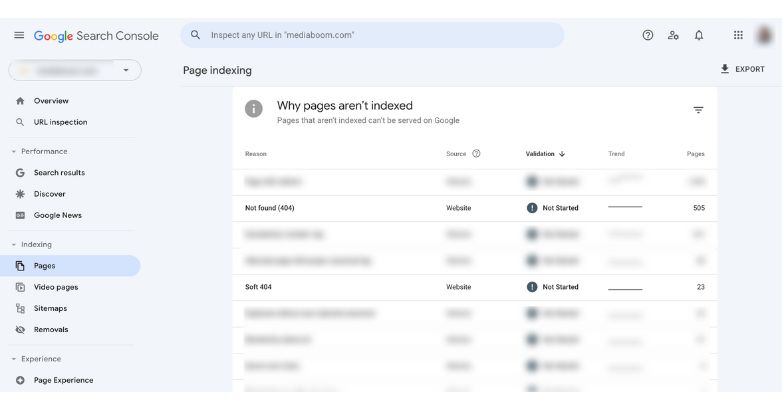 Screenshot of a tool identifying and fixing broken links on a hotel website, ensuring seamless navigation for better SEO performance