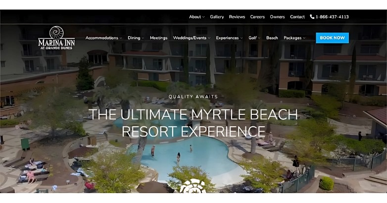 The Marina Inn hotel website optimized its communication to collect more leads and bookings.