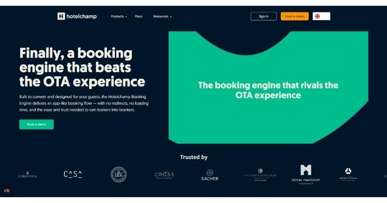 Hotel agency website for Hotelchamp, highlighting their expertise in SEO for hospitality.