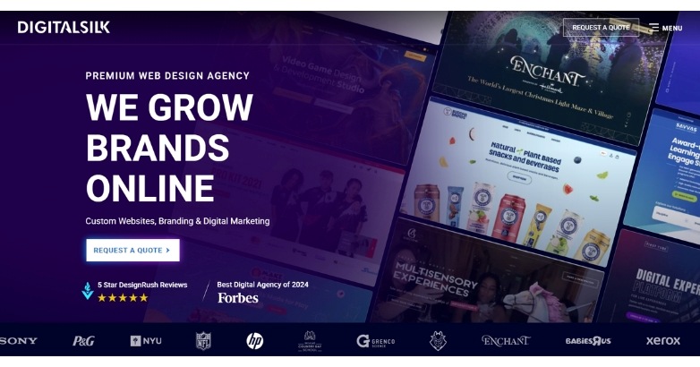 A modern website design for digital marketing, emphasizing Hotel Website Design from Digital Silk.