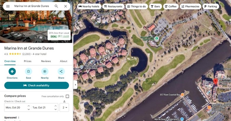 Marina Inn hotel and resort google map with reviews, designed for online marketing and managing your hotel's reputation.