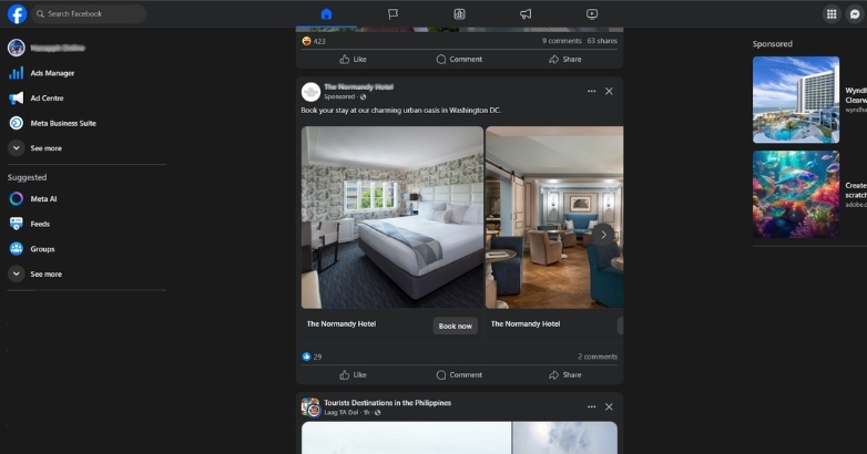 Hotel room display in an app, showcasing two different hotel room options for social media advertising.