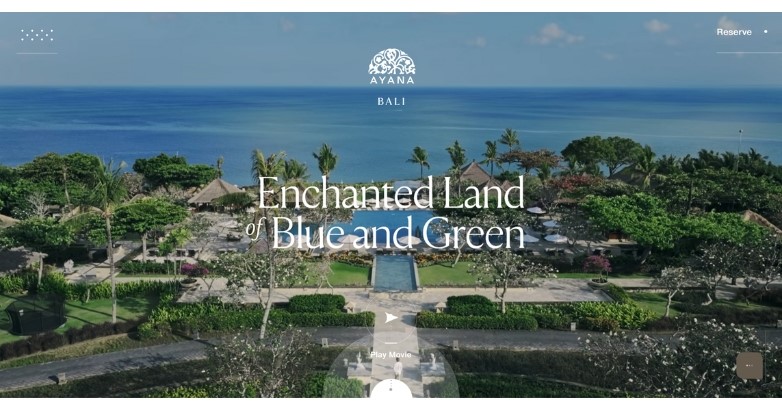 The hotel website for Ayana Bali is creatively designed to evoke the charm of a serene island getaway.