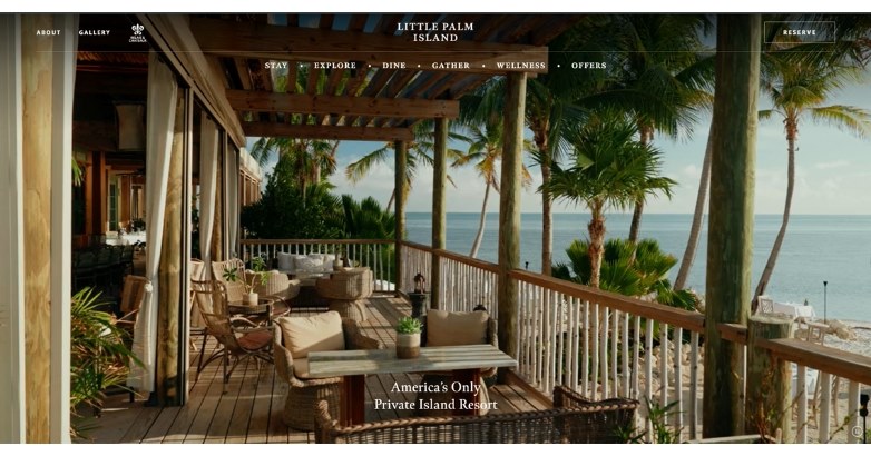 Elegant website design for Little Palm Island, highlighting a beach house style with soothing colors and a tropical ambiance.