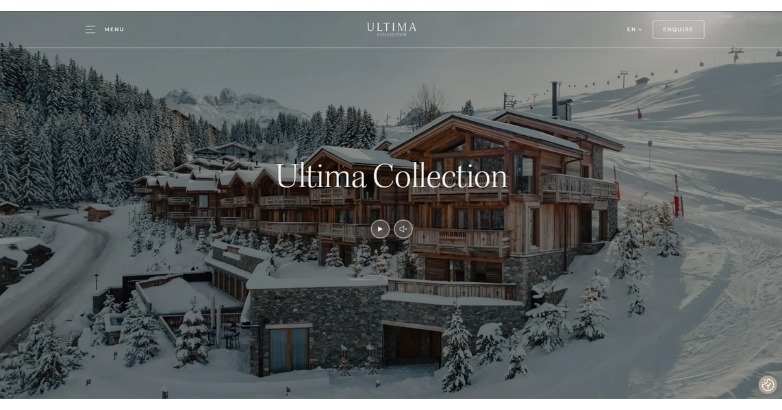 Showcase of top ski resorts presented on a custom-designed hotel website for Ultima Corfu.