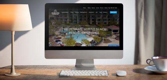 Website highlighting digital marketing and design services for Marina Inn at Grande Dunes.