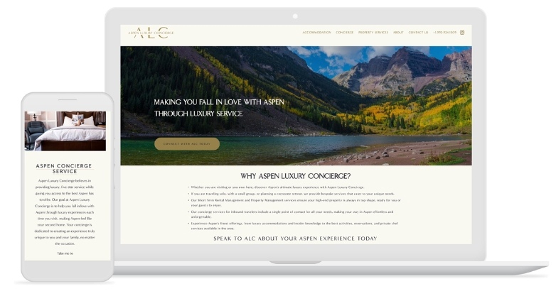 Aspen Luxury Concierge website design highlighting the elegant and modern design style.