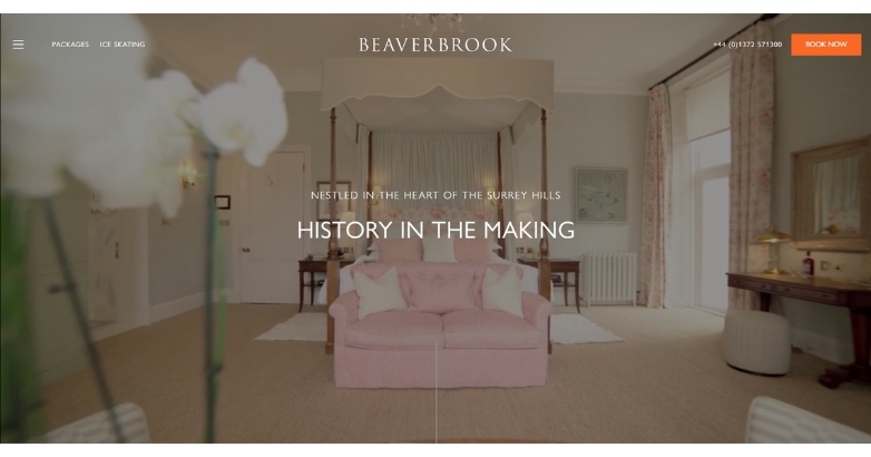 Visual representation of the Beaverbrook hotel website, illustrating contemporary hotel design trends.