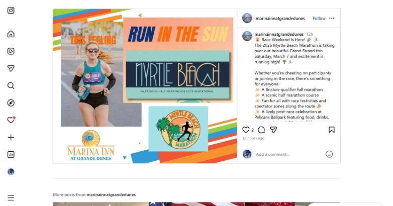Image of a woman running, part of an Instagram ad campaign focused on hotel interest and behavioral targeting.